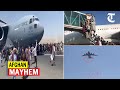 Shocking videos from Kabul airport as hundreds jostle to board plane, 2 fall off plane mid-air