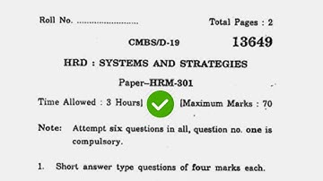 2019 KUK MBA 3rd Sem System & Strategies Question Paper