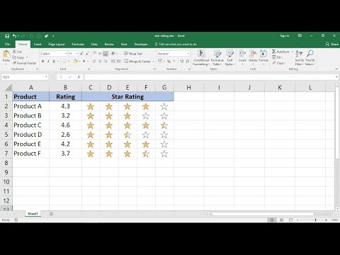 Create a 5 Star Rating System in Excel