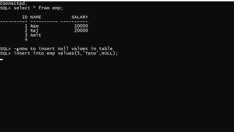 How to insert Null Values ? | SQL command
