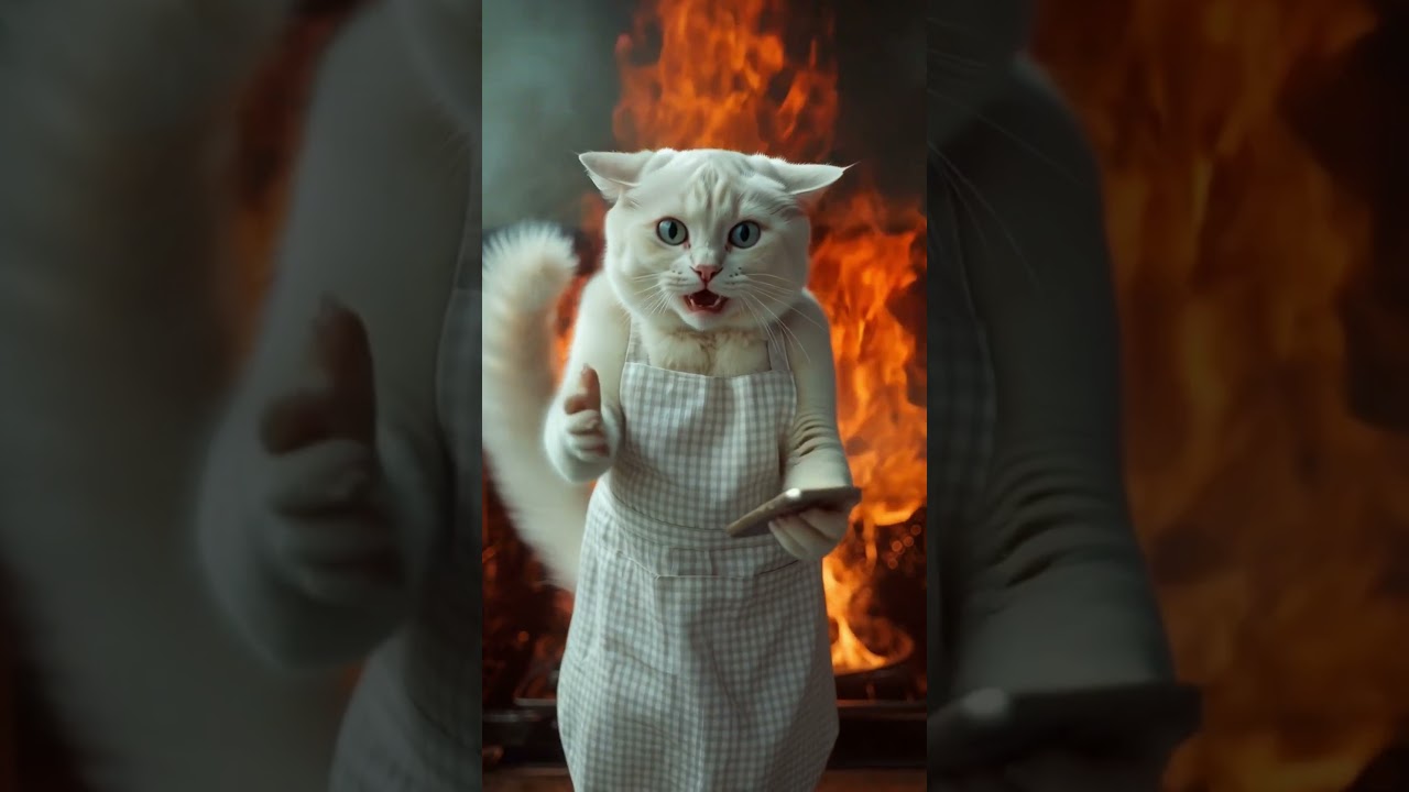 Oven EXPLODES While Cat Cooks Pizza 🍕💥