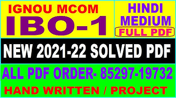 ibo 1 solved assignment 2021-22 / ibo 1 solved assignment in hindi / ignou ibo 1 pdf