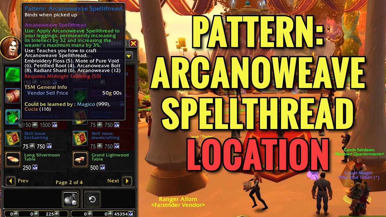 Pattern: Arcanoweave Spellthread Vendor Location (WoW Midnight) - YouTube