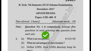 2017 Mdu BTech CSE 7th Sem Advance Java Question Paper #MduQuestionPaper