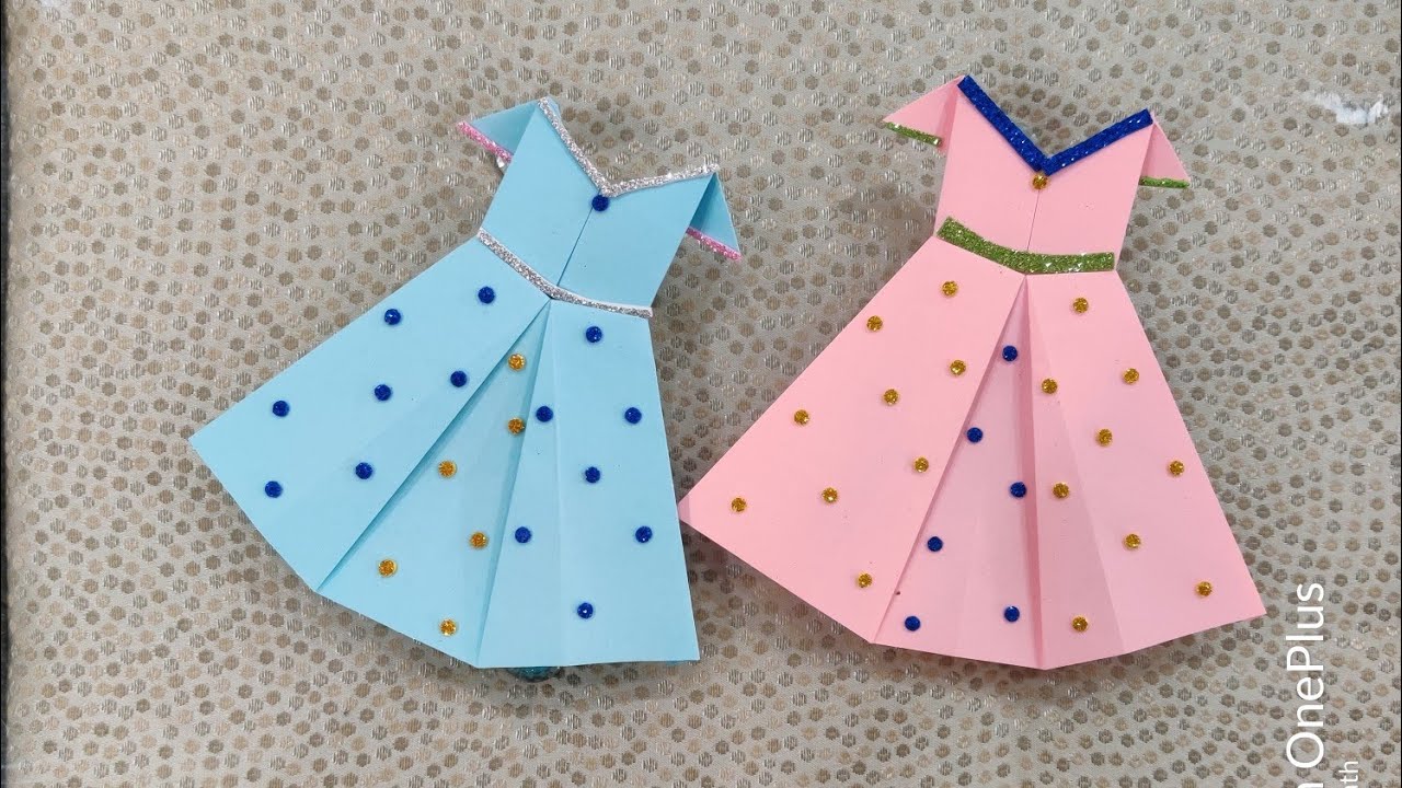 Paper Frockssimple crafts using origami sheets YouTube