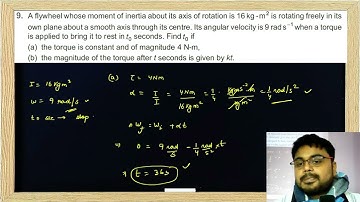 A flywheel whose moment of inertia about its axis of rotation is 16 kg -m2 is rotating freely in its
