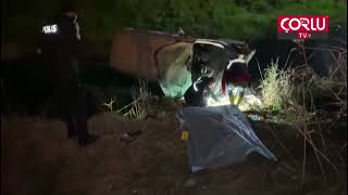 Çorluda Feci Kaza Araç Dereye Uçtu, 1 Ölü 3 Yaralı