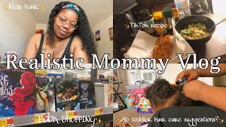 Realistic Mommy Vlog | New wig or whateva ,Need advice for 4c toddler hair,TIKTOK food recipe
