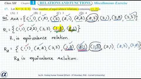 Q17 Misc Ex Ch 1 R&F XII Maths Let A={1,2,3}. Then number of equivalence relations containing (1,2)