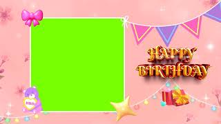 Golden Happy Birthday Pink Background Green Screen Video - 2K HD