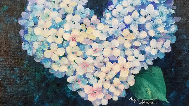 Easy Impressionist Hydrangea Heart Acrylic Paintin...