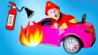 Gaby and Alex Firefighter Costume Pretend Play. Funny video for kids