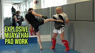 EXPLOSIVE! Muay Thai Pad Work | Team Jaidee