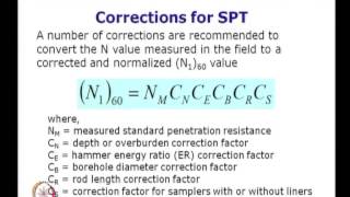 Mod-04 Lec-23 L23-Cyclic Stress Ratio, Evaluation of CRR, Correction Factors, Corrections for SPT