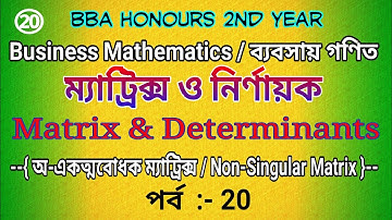 ম্যাট্রিক্স ও নির্ণায়ক BBA Honours 2nd Year Matrix & Determinants Business Mathematics Part 20
