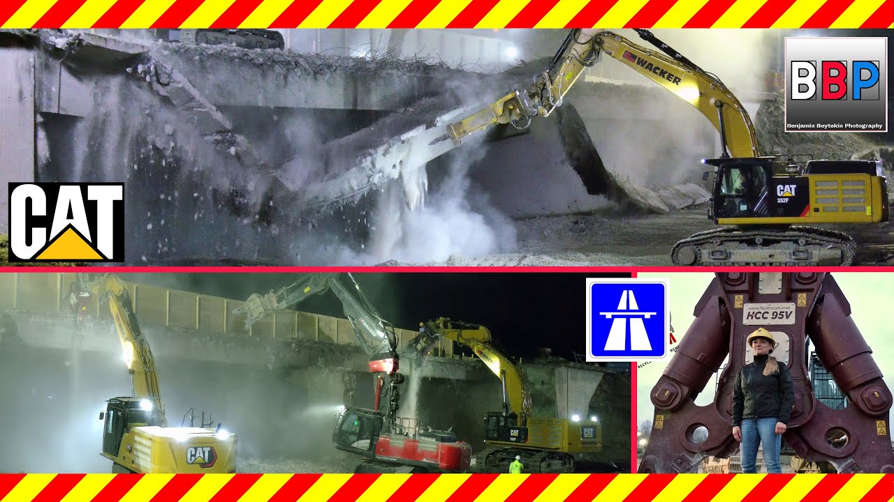 15 CAT Machines - Mega Bridge Demolition / Brückenabbruch AK Feuchtwangen/Crailsheim, 2021.