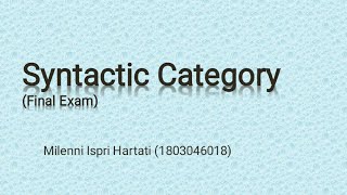 Syntactic Categories