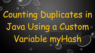 Counting Duplicates in Java Using a Custom Variable myHash
