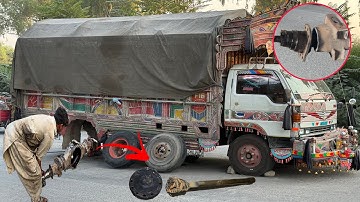 On-road Truck Rear Wheel Housing And Broken Axle Repair In Case Of Emergency.