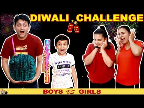 DIWALI CHALLENGE Girls vs Boys | Funny Family Green Crackers | Aayu and Pihu Show