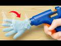 AMAZING IDEAS! Put Hot Glue Inside a Rubber Glove and See What Happens 😱