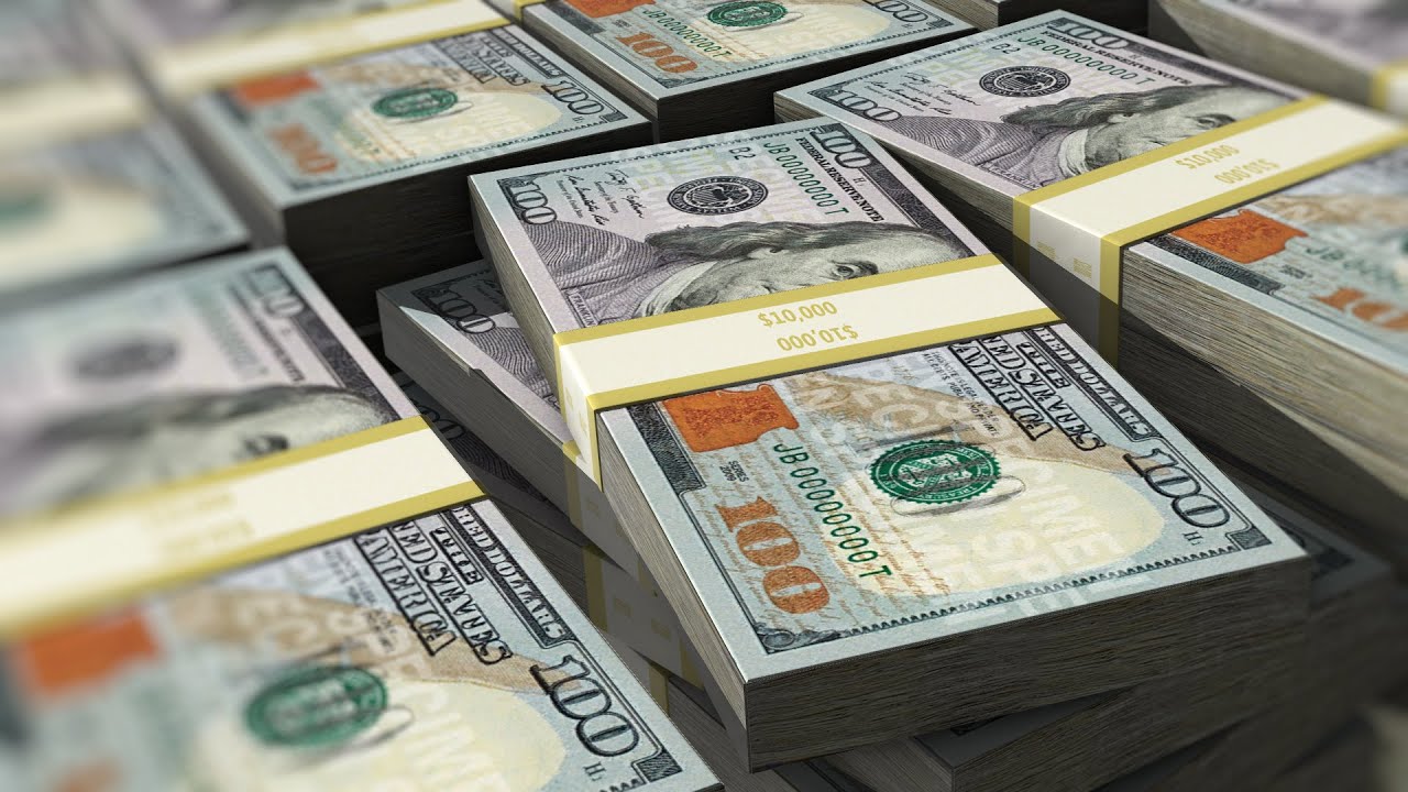 Stacks Of Us Dollars In Hundred Dollar Banknotes Animation