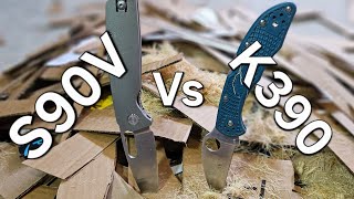 K390 Vs S90V Edge Retention Testing With A Spyderco Delica And Asher Spiro