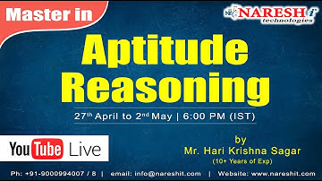 Day-6 | Workshop on Master in APTITUDE & REASONING @ 6:00 PM (IST) by Mr. Hari Krishna Sagar