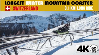 Switzerland LONGEST Mountain Coaster • Winter RIDE++ 4K 60fps video