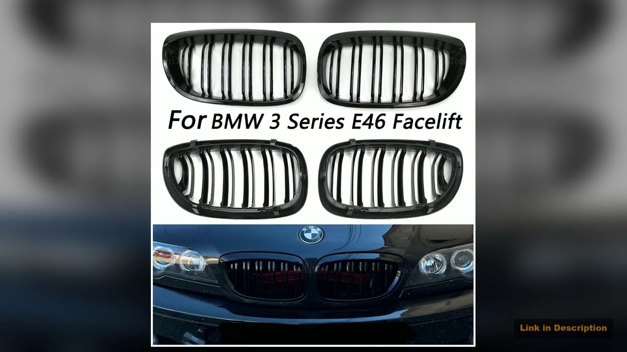 Car Kidney Grill Front Bumper 2 Slat Line Gloss Black Racing Grill for BMW E46 Coupe Cabrio 325Ci