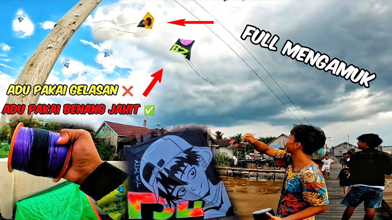 PERTARUNGAN SENGIT ADU LAYANGAN PAKAI BENANG JAHIT MUSUH NYA AUTO NYERAH