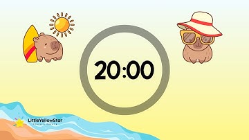 Capybara Summer Timer For Kids - 20 Minutes Countdown Timer For Kids With Music | Classroom Timer