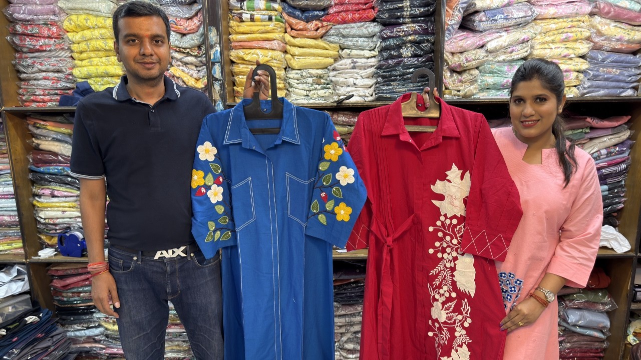 Handloom Cotton Boutique 1 piece A Line dress/ Hand painted Kurti Manufacturer & Wholesaler Kolkata