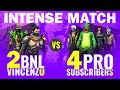 Vincenzo + BNL Vs Pro Subscribers || Free fire 2 Vs 4 Best match - Nonstop Gaming