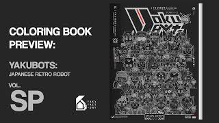 Coloring Book Preview: YAKUBOTS Japanese Retro Robot SP Flip Book for Stress Relief Relaxation ASMR