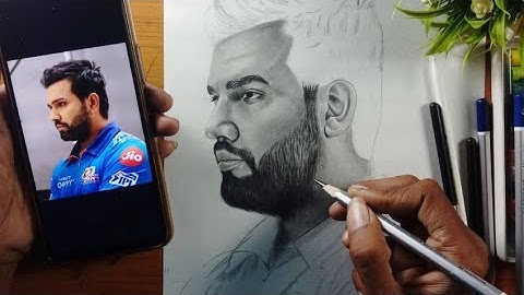 How to Draw Rohit Sharma Step by Step Sketch tutorial - Part 2/ Shading, Blending