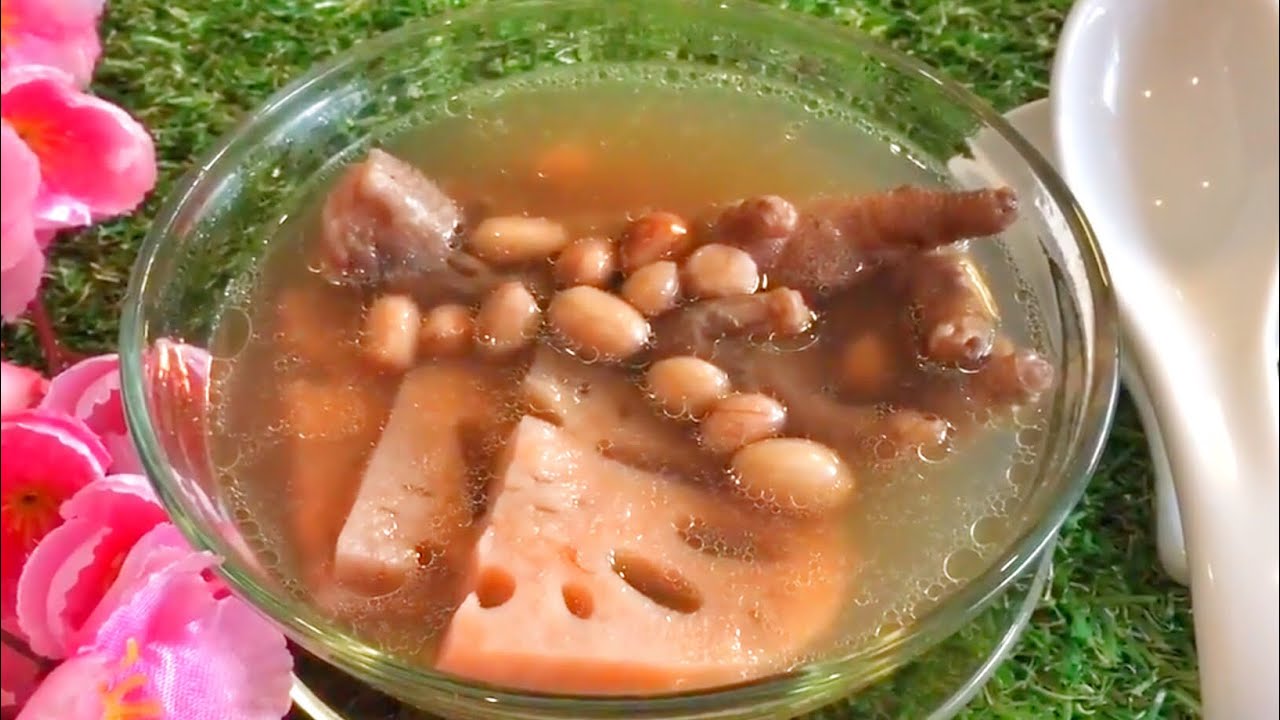 Easy Lotus Root with Peanuts & Chicken Feet Soup 