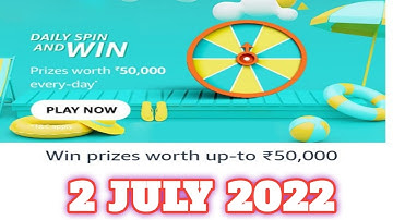 Amazon Funzone Daily Spin and Win Answers Today|2 July 2022 | Daily Quiz Time
