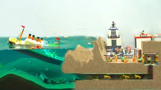 Lego Dam Breach Experiment  Tsunami Dam Breach Experiment Destroys Titanic  Lego ship & LEGO city