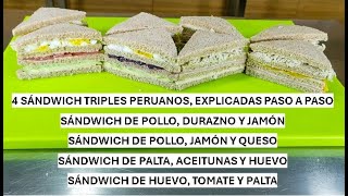 4 SANDWICHS TRIPLES ⬜ #jamon #queso #melocoton #palta #streetfood #rico #familiar #fastfood