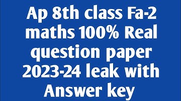 ap 8th class maths fa2 question paper 2023|8th class fa2 maths question paper 2023-24 and answer