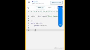 Table Printing Program| program se table Printing kaise kare | #shortsvideo #python #programmer