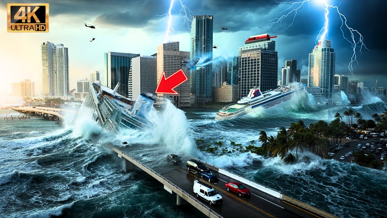 TSUNAMI 2025: Mega Waves Obliterate Miami – Highways, Skyscrapers, Millions Lost | MOVIE 4K"