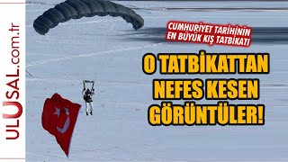 Kars Kış-2023 Tatbikatı: Nefes kesen uçaktan atlayış görüntüleri