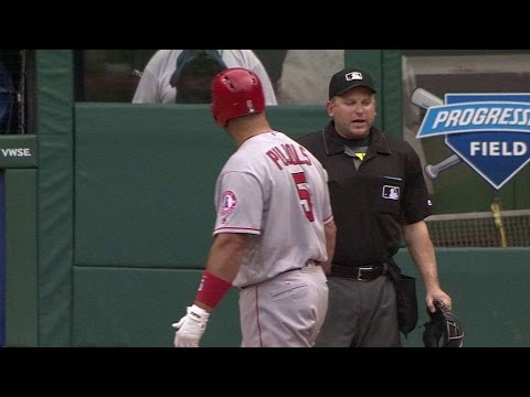 LAA@CLE: Pujols is ejected following a strikeout