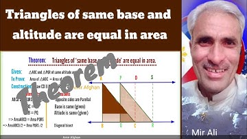 Triangles of same base and altitude are equal in area.