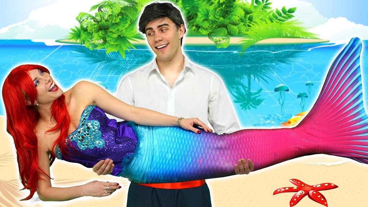 totally tv descendants 3 PRINCE ERIC SAVES ARIEL THE LITTLE MERMAID. (With Mermaids Rapunzel, Belle, Elsa and Jasmine)