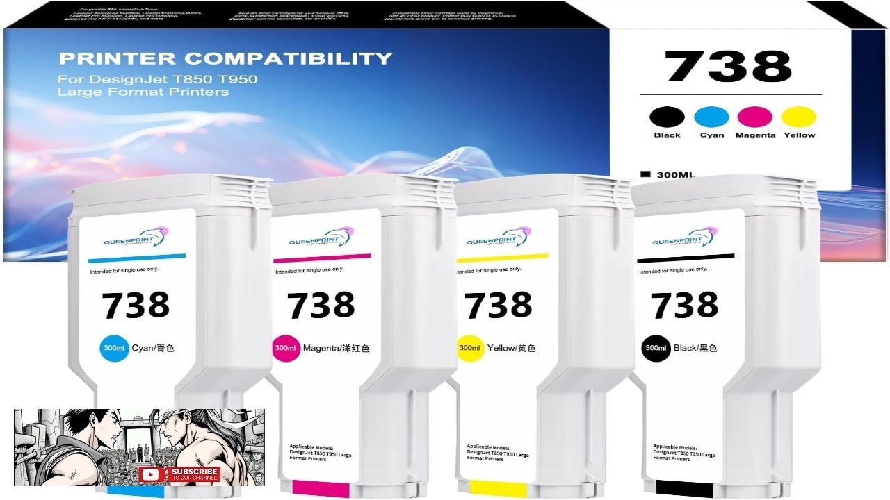 QUEENPRINT 738 Ink Cartridge 300ml Use for DesignJet T850 T950 Large Format Review