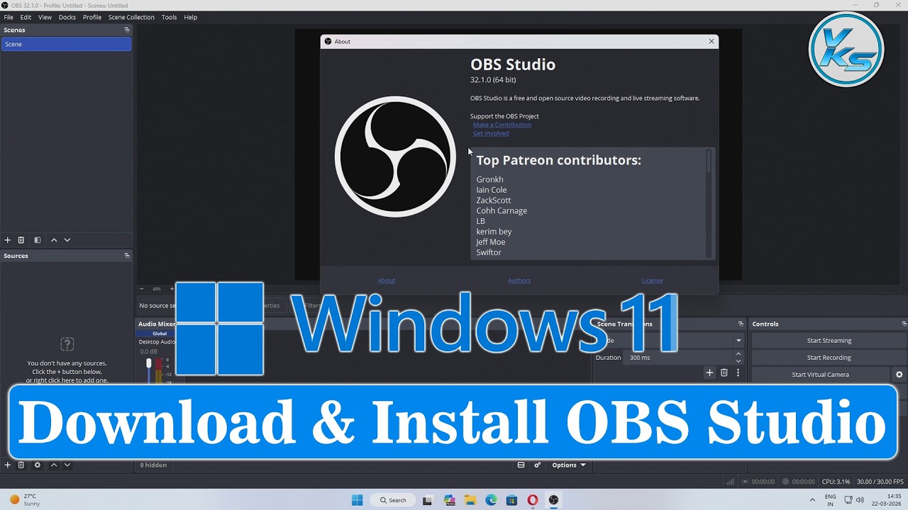 How To Download And Install OBS Studio 32.1 On Windows 11 - YouTube