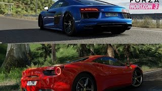 Long time i didn't make video from forza horizon 3. for comparsion
ferrari 488 gtb and audi r8 v10. if you want next comparsion, write
what cars y...